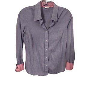 Boden Women’s Blue Button Down shirt cotton Long Sleeve Flip Cuff size 4
